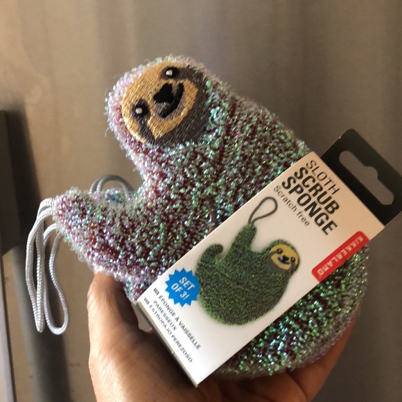 Adorable SLOTH Dishwashing Scratch Free Sponges Set of 3 Brand new in Packaging - Picture 6 of 10